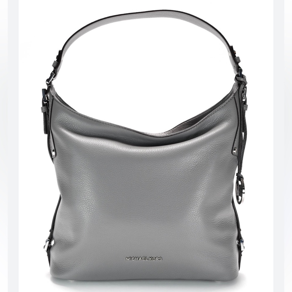 Michael Kors Bedford gray Pebbled Leather‎ Hobo Silver Hardware shoulder bag